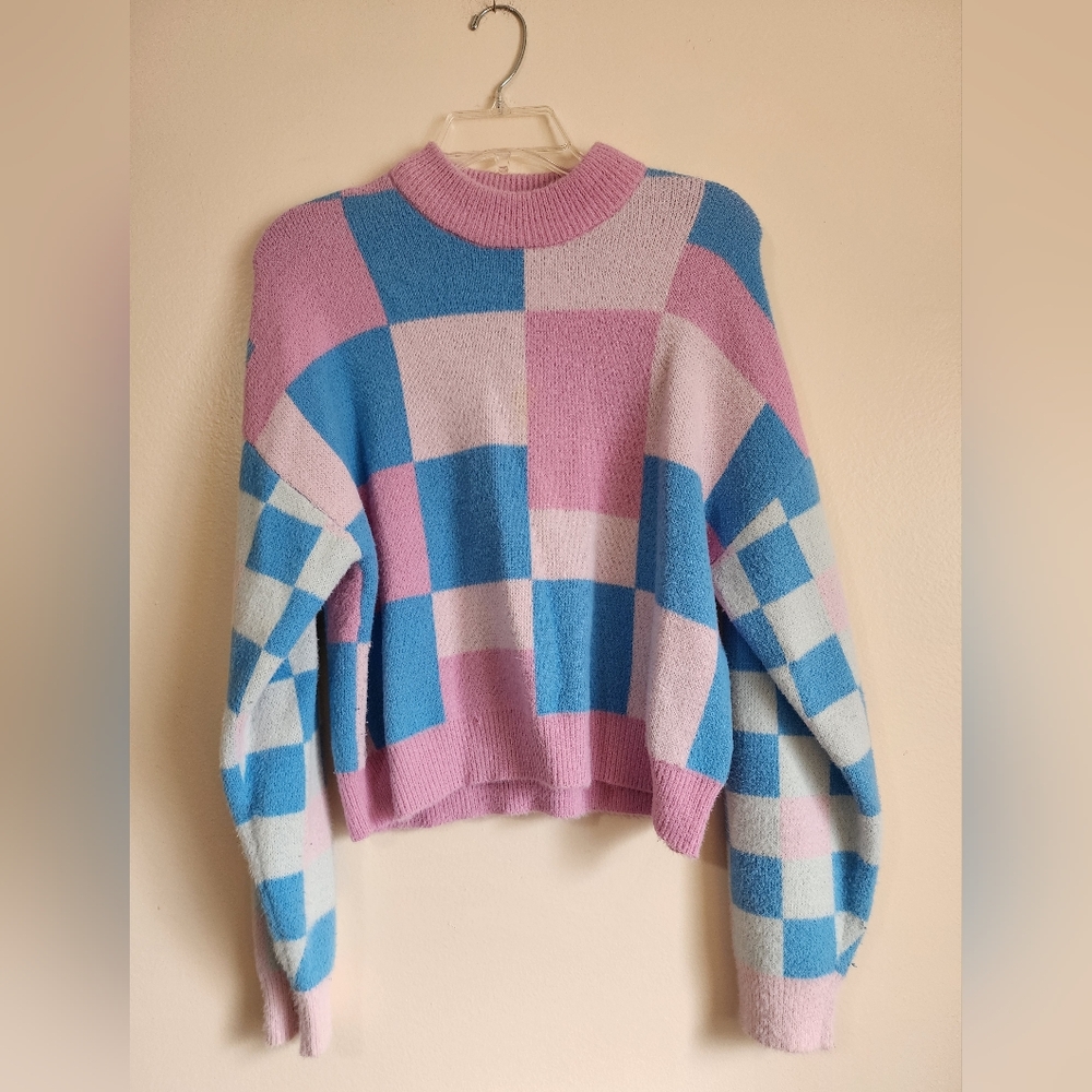 Colorful Checkered Women's Sweater